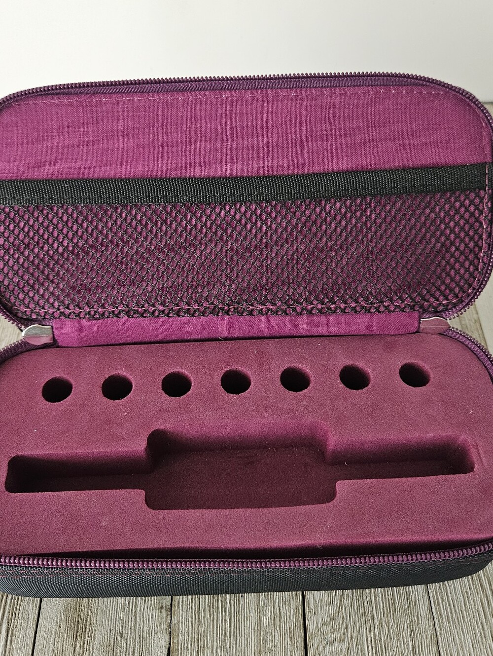 Navy Blue Purple Multi-Purpose Zippered Canvas Hardshell Case with Removable Foa